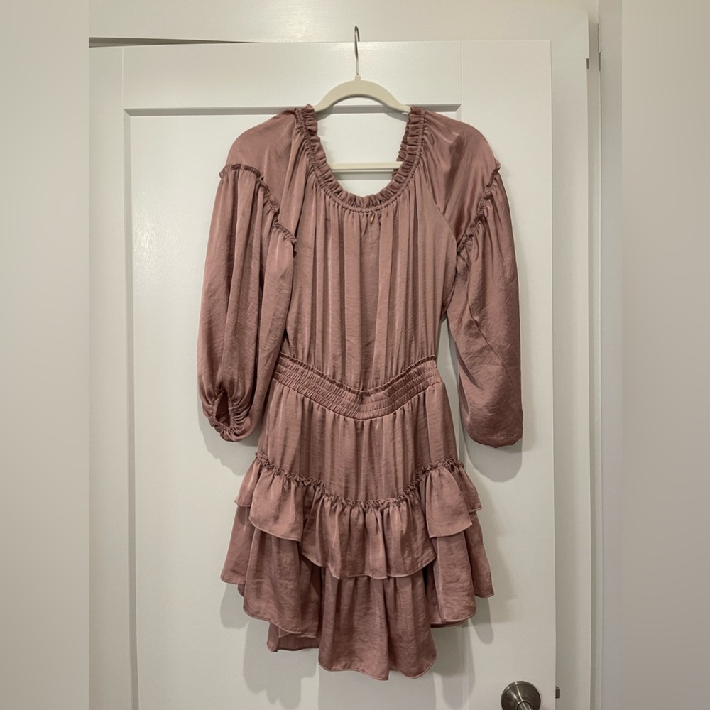 Misa off the shoulder Romi Dress in Mauve size M